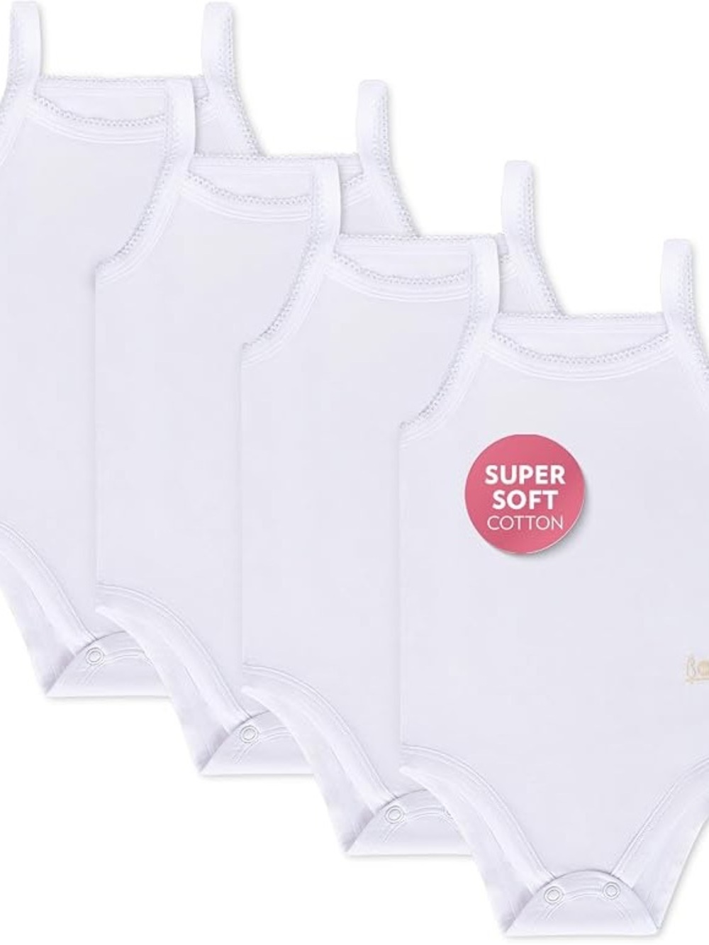 Feathers Baby Girl White Tank Top Bodysuit One Piece 4 Pack, Size 36M